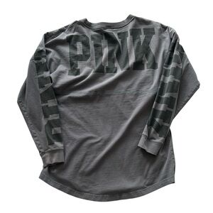 PINK Victoria's Secret Varsity Crew Charcoal Long Sleeve Tee